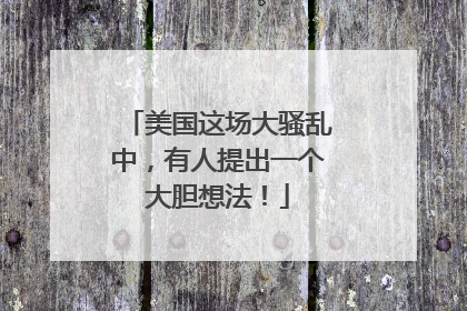 美国这场大骚乱中，有人提出一个大胆想法！